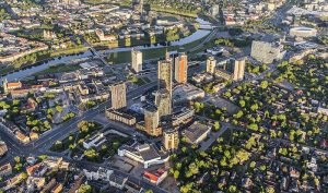 Aerial,View,Of,Business,District,In,Vilnius