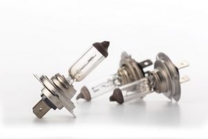 car lightbulb on white background