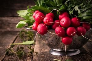 fresh vegetables in a metal colander ,healthy food