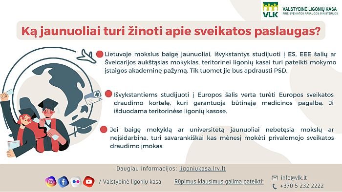 Ką jaunuoliai turi žinoti apie sveikatos paslaugas VLK infografikas